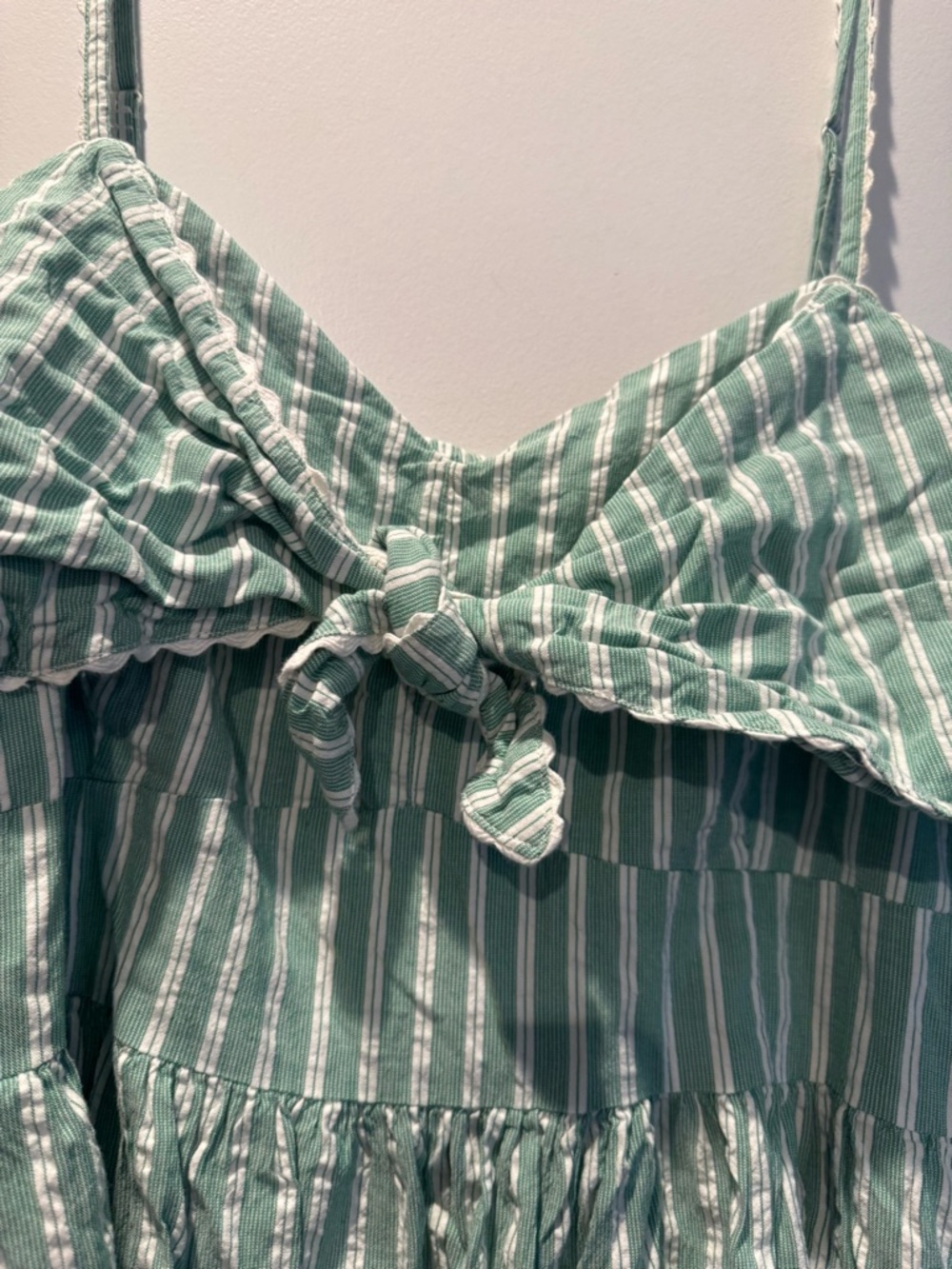 NWOT Old Navy Fit & Flare Tie-Front Seersucker Green Midi Dress size XXL - Picture 6 of 10